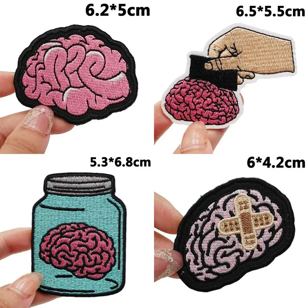 Мозговая искусственная швейная этикетка панк Байкерская лента рок одежда значки