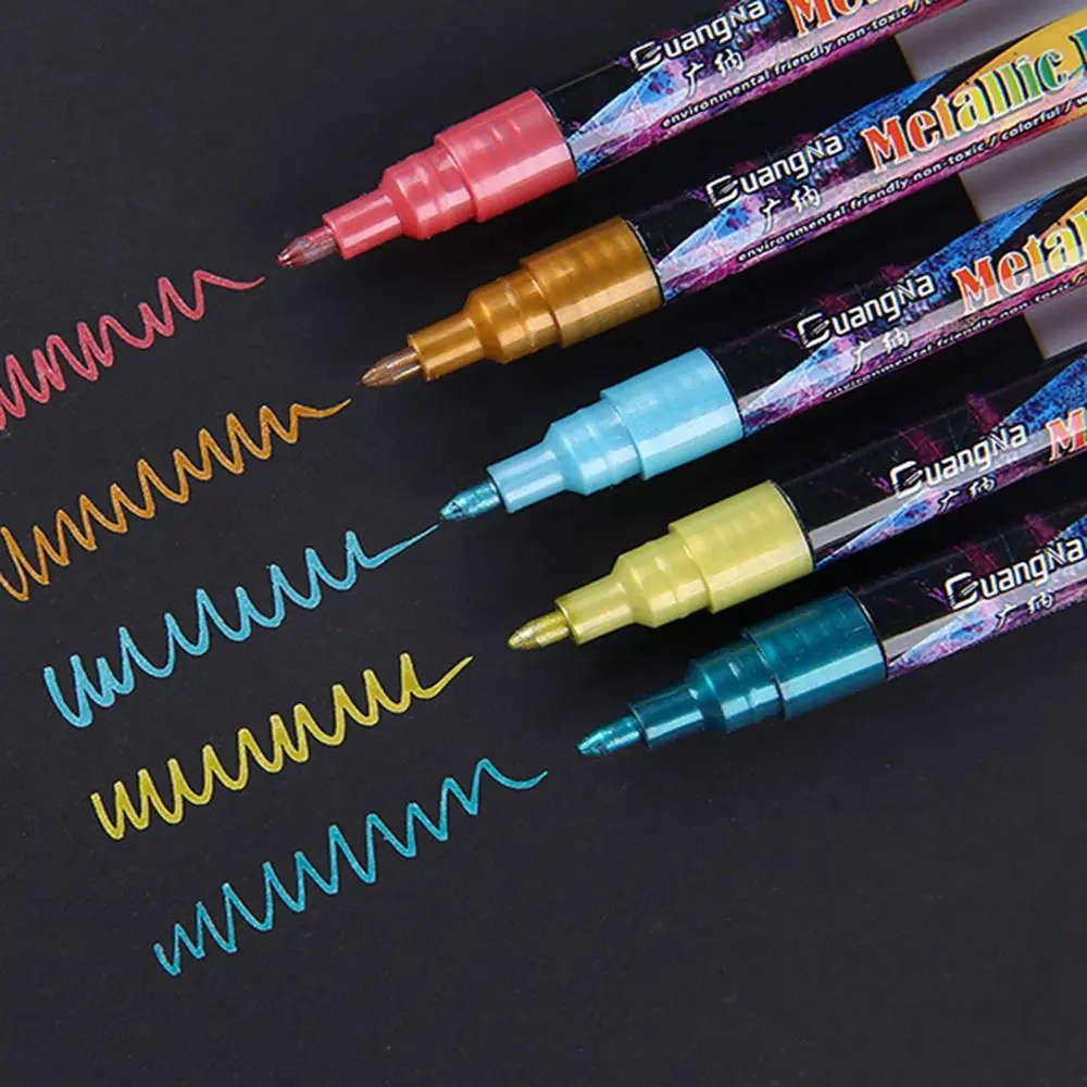 

8/12/18/24Colors Metallic Water Paint Metal Fabric Marker Pen DIY Ceramic Graffiti Drawing Pen Craftwork Pen Art Stationery