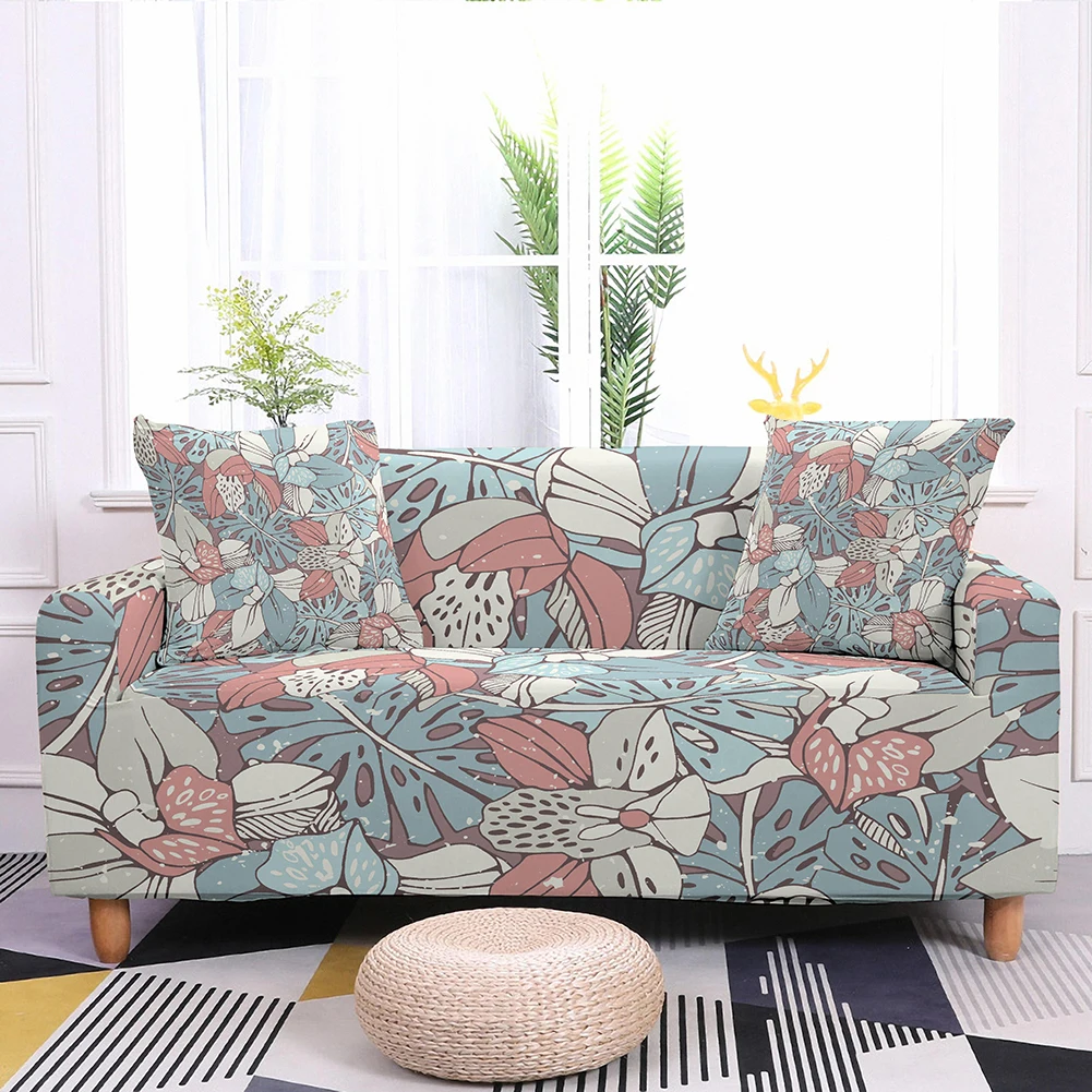 

Gold Art Leaves Sofa Cover for Big Sofa Fashion Retro Palm Leaves Flower Pattern Couch Cover Anti-dust Protector Housse Canapé