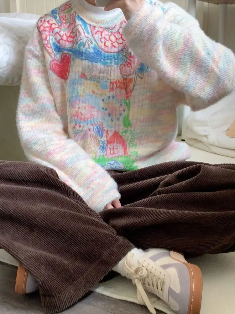 Милый свитер Korobov в стиле преппи с длинным рукавом винтажные дизайнерские