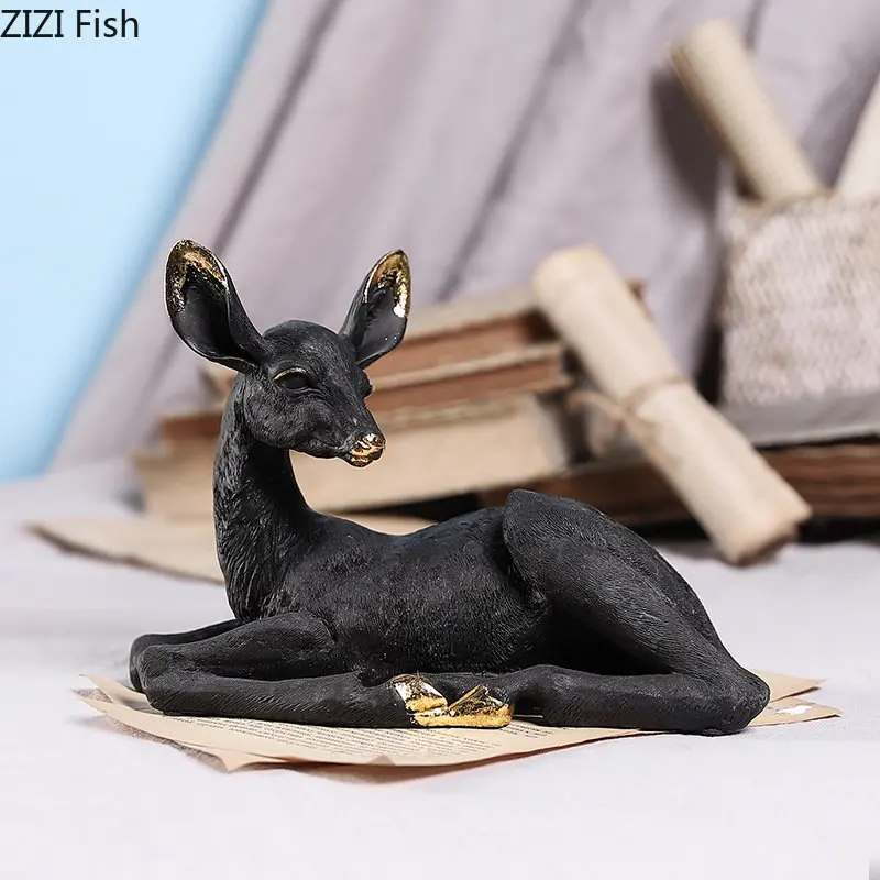 

Creative Black Donkey Sculpture Desk Decoration Ornaments Gold Plated Donkey Resin Crafts Statue Modern Home Decor Furnishings