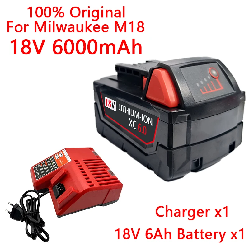 

Литий-ионный аккумулятор 18 в 1815 Ач, для электроинструмента Milwaukee M18 48-11-1850 48-11-1860 48-11-, сменный литий-ионный аккумулятор