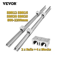 vevor 2pcs linear guide rails sbr12 sbr16 sbr20 sbr25 800 2200mm 4pcs uu bearing blocks smooth motion for diy mills cnc parts