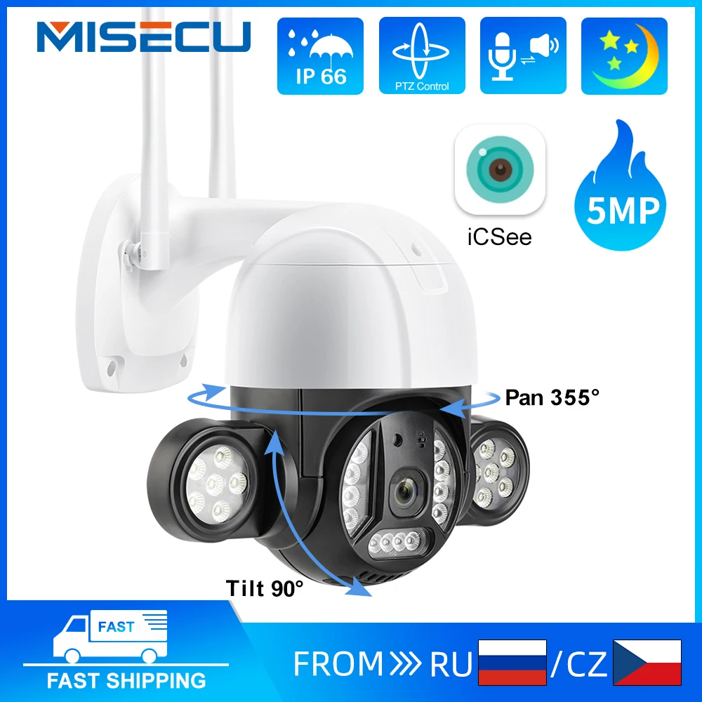 

MISECU 5MP WIFI IP Camera Outdoor Security Wireless Camera AI Human Detection Floodlight Camera CCTV Video Surveillance Camera