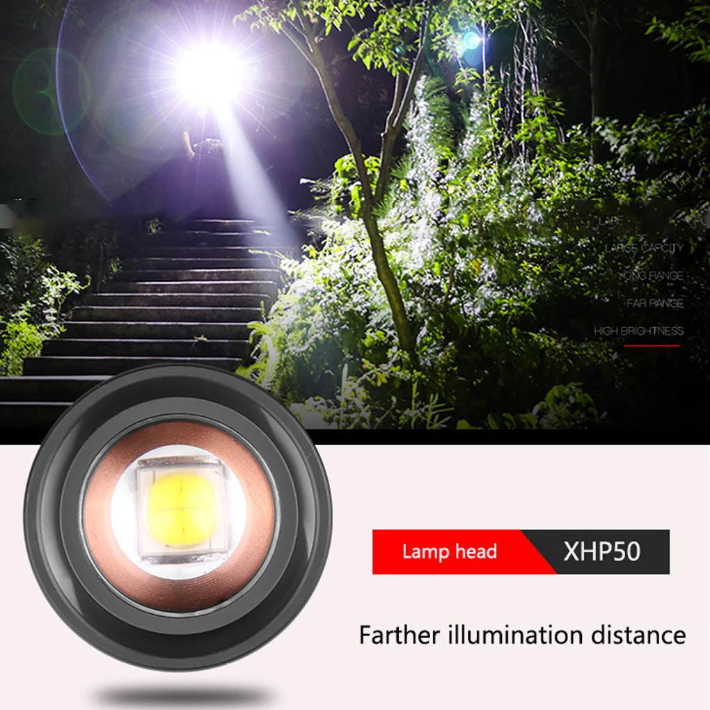 

Magnetic Flashlight Rechargeable Zoomed Torch Modes Emergency Hiking Fishing