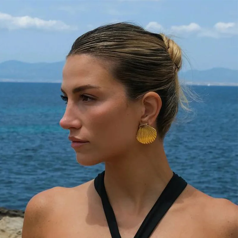 Винтажные позолоченные серьги из нержавеющей стали с цирконием морская звезда