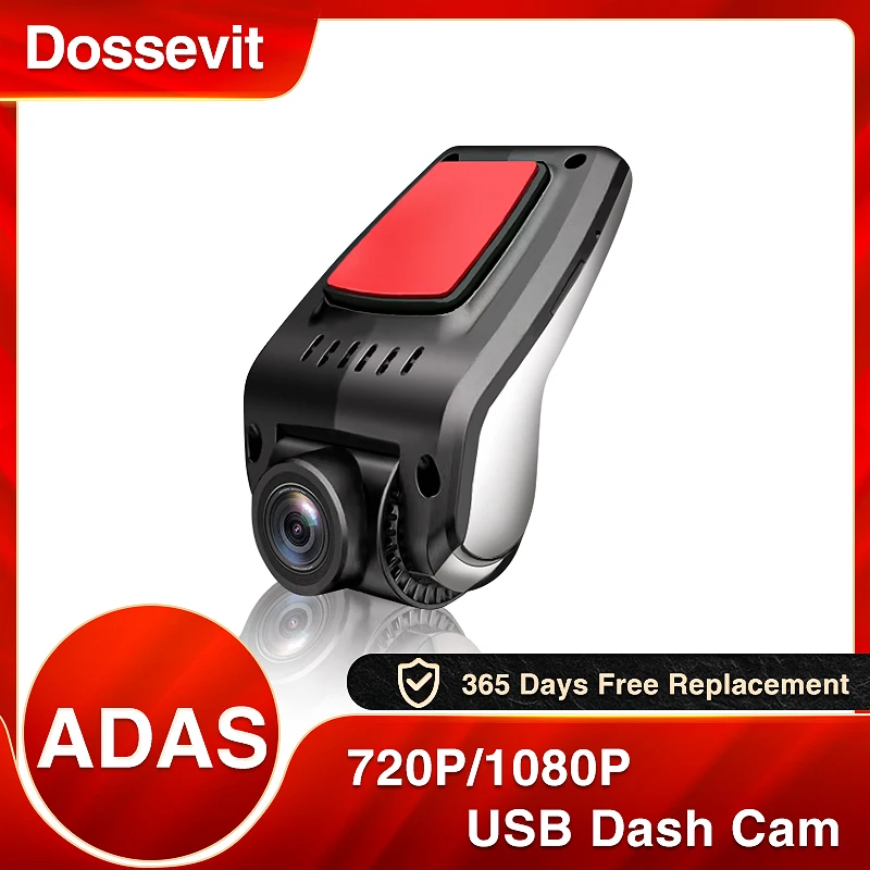 Dossevit USB 1080P HD Night Vision Car DVR 140 ° grandangolare Dual Camera Loop Recoding ADAS Dash Cam