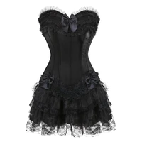 victorian lace corset dress sexy gothic crop bustier top womens underwear slim body maid outfit two piece sets womens outfit