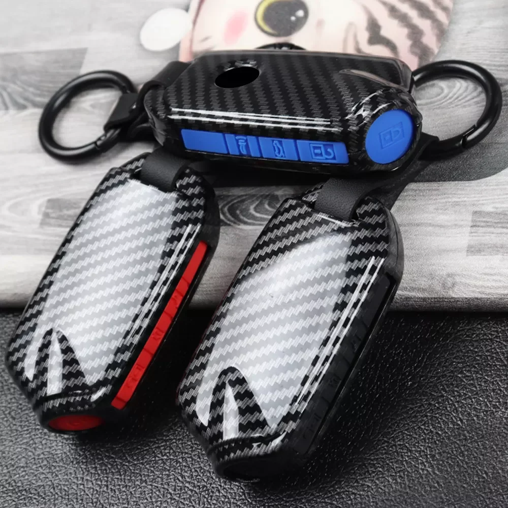 

Carbon Fiber Car Remote Fob Key Case Cover Shell For Kia Stinger GT CK K9 K900 2018 2019 2020 2021 Accessories Car Styling