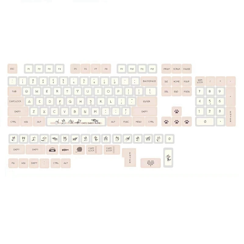 

NEW-136 Keys XDA Profile Keycaps PBT DYE-SUB Cute Cat Theme Pink Keycap For Cherry Mx Switch GMMK Pro Mechanical Keyboard