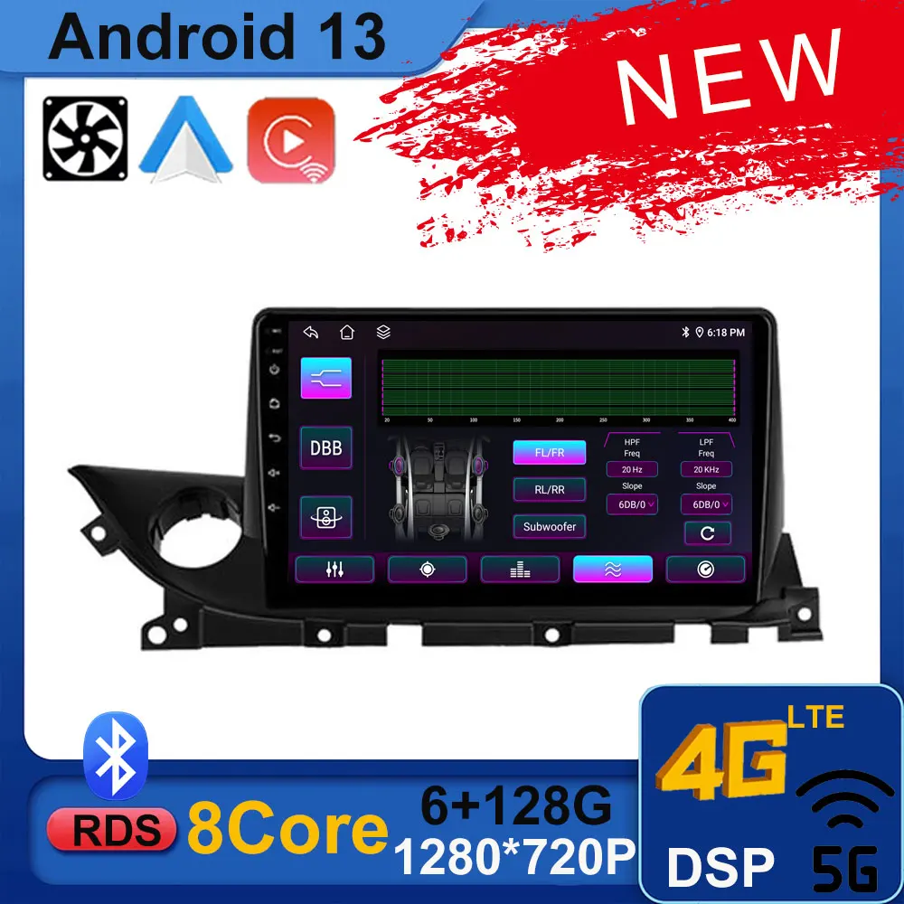 

Автомобильная магнитола, стерео-система на Android 13, с 9 "экраном, для Mazda 6, Mazda6 III, 3, GJ, GL, ATENZA, 2018-2021, для Carplay, Android, авто