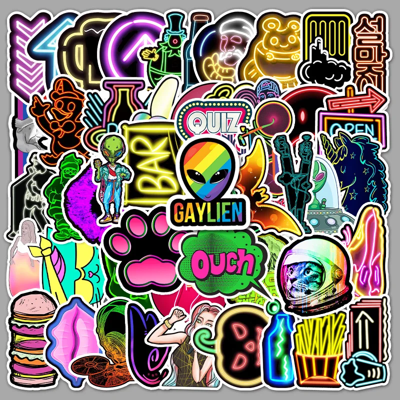 

50/ SpaceUFO alien psychedelic graffiti stickers suitable for laptops, motorcycles, skateboards, waterproof decal stickers, toys