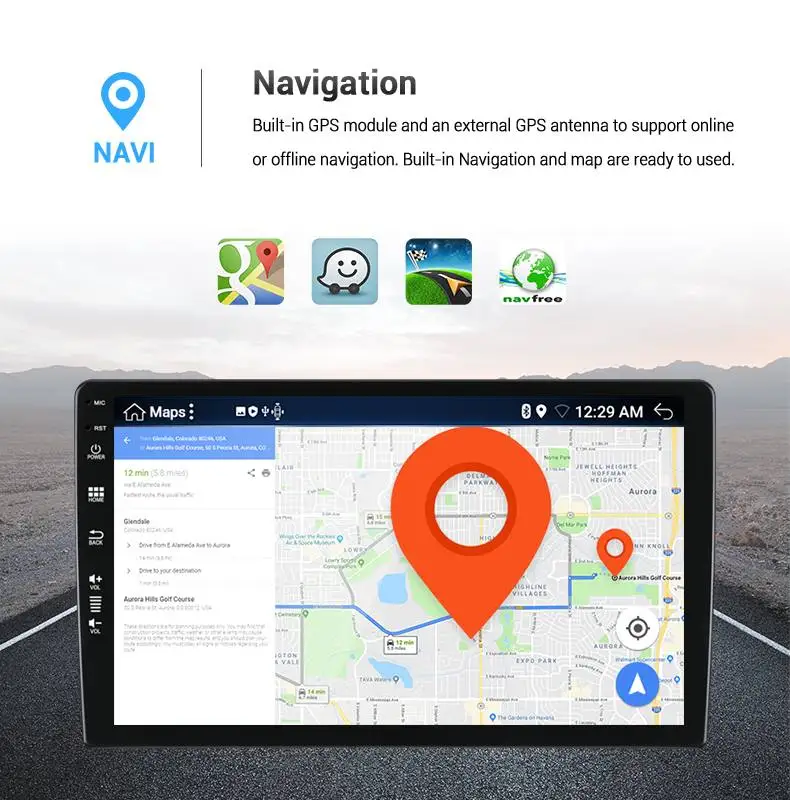 9-дюймовый автомобильный аудиопроигрыватель и видеоплеер Android 12 0 IPS экран + 2.5D 8