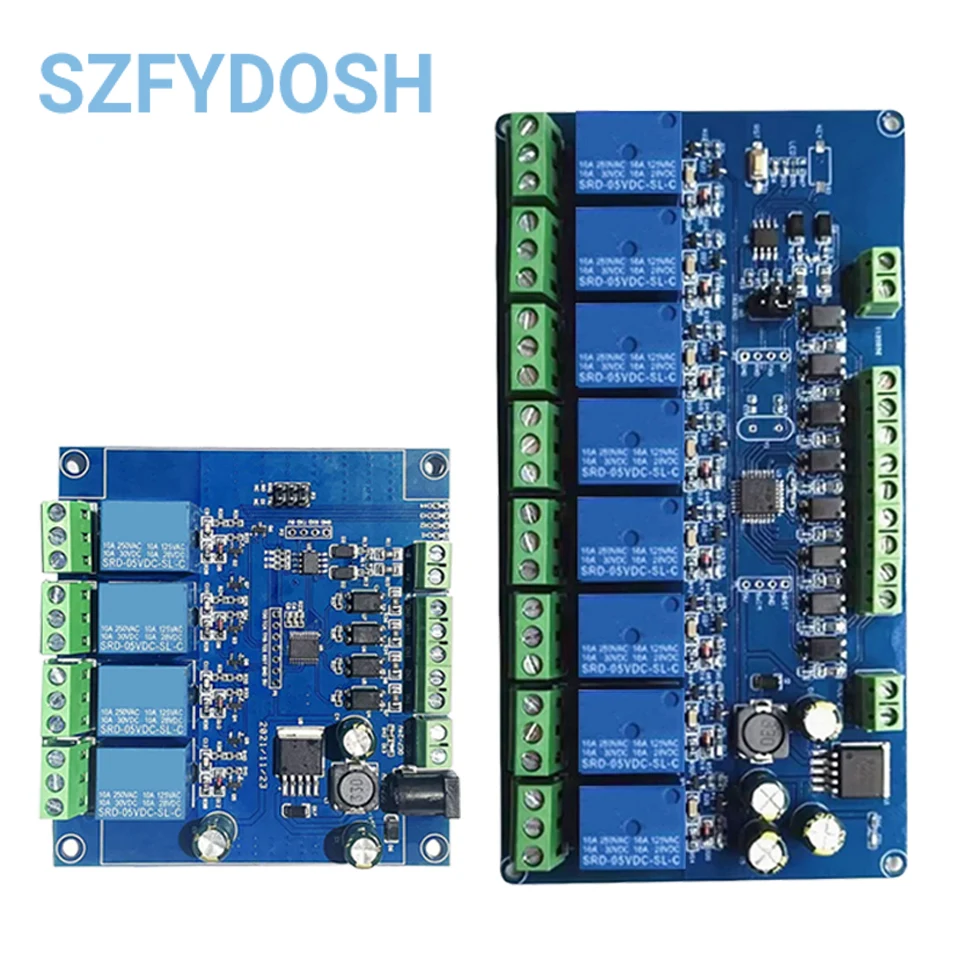 7-24В релейный модуль SZFYDOSH 1/2/4/8 каналов Modbus RTU RS485/TTL
