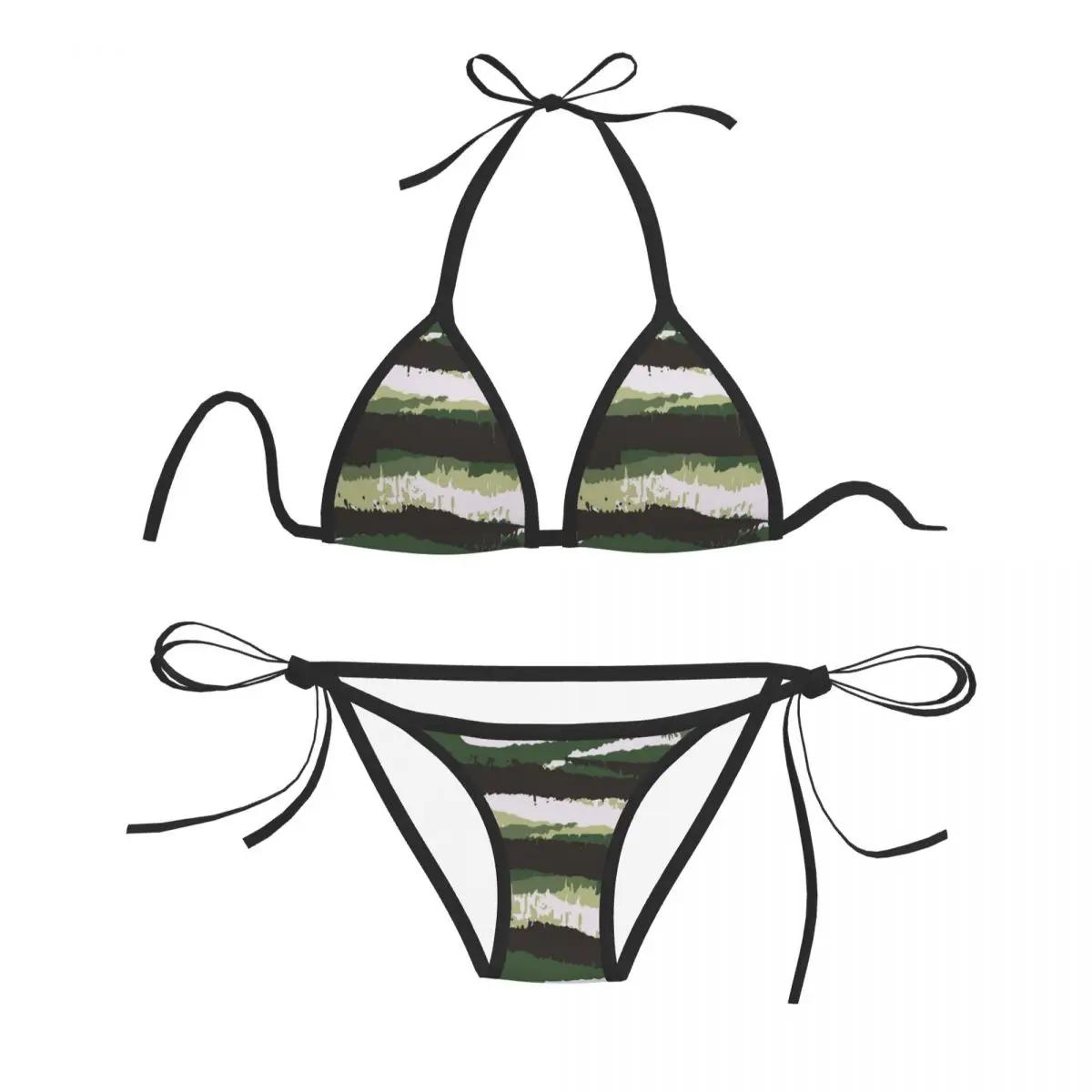 

Woman Swimsuit Sexy Bikini 2022 Swimwear Bikini Set Bathing Suit Abstract Brushstrokes Striped Camouflage Two Piece Suit