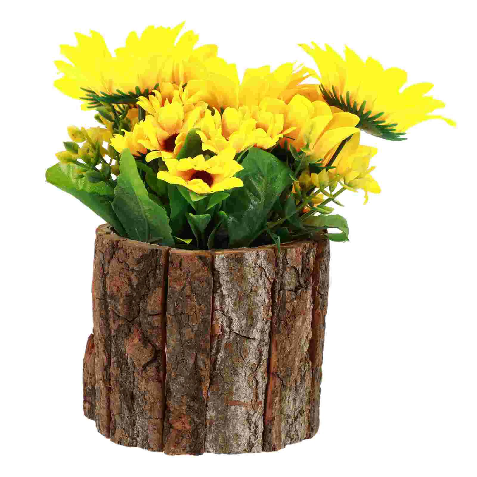 

Sunflower Ornament Home Decor Green Office Decorations Fake Potted Plants Wooden Simulated Bonsai Rustic