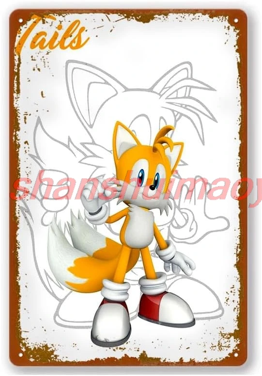 Miles Tails Prower Винтажные металлические жестяные вывески Алюминиевые Современное