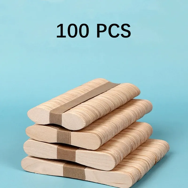 

100pcs Popsicle Sticks Natural Wooden Stick Ice Cream Scoop Handicraft Art Popsicle Sticks Wooden Stick Disposable Scoop