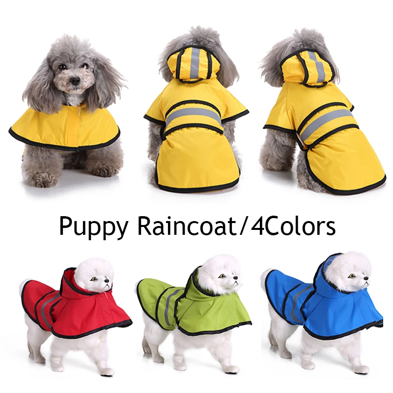 

Куртка для больших питомцев, одежда с капюшоном, дождевик для собак, комбинезон для собак, маленькая одежда, водонепроницаемое пальто, светоотражающий дождевик для собак