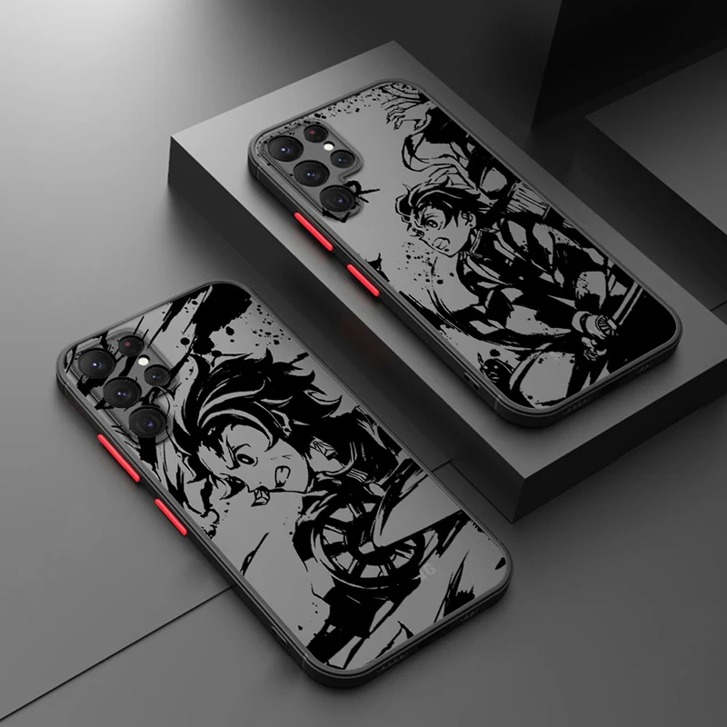 

Kamado tanjiro Demon Slayer Cover For Samsung S23 S22 S21 Ultra S20 FE S10E Lite Plus Frosted Translucent Matte Phone Case