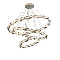 dimmable led golden chrome crystal love rings lustre chandelier lighting suspension luminaire lampen hanging lamps for foyer