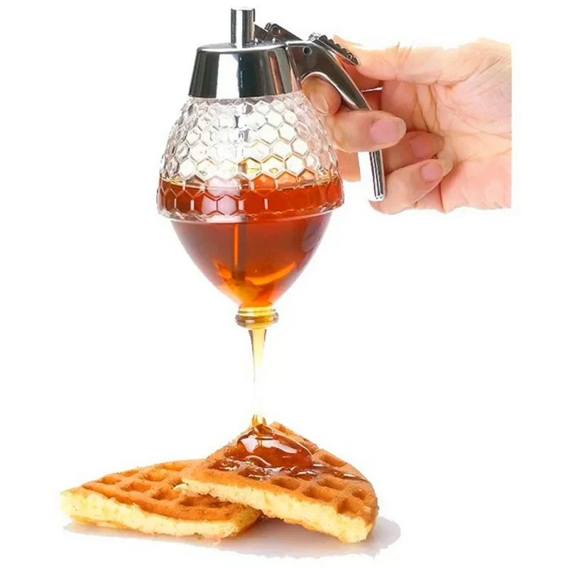 

New Squeeze Bottle Honey Jar Container Bee Drip Dispenser Kettle Storage Pot Stand Holder Juice Syrup Cup Kitchen Accessories