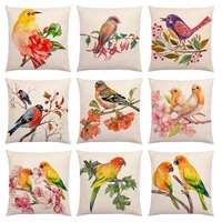 spring funny bird pillows case green leaf lvoers bird pillows case for garden chair bedroom home decoration modern 45x45 cm