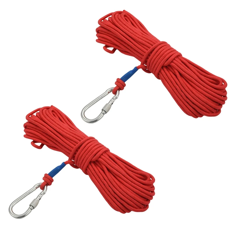 

2X Fishing Magnet Rope 20 Meters, Nylon Rope Braided Rope Heavy Rope With Safe Lock,Diameter 6Mm Safe And Durable