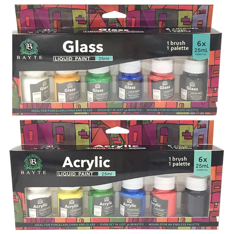 

6 Colors Acrylic Paint Fit for Paper Canvas Ceramic Fabric Stone Ceramic