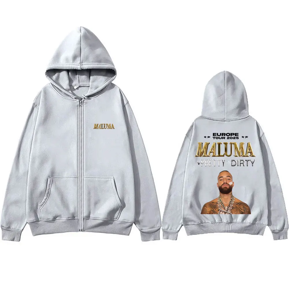 Фото Рэпер Maluma Pretty Dirty Europet Tour 2025 Толстовка на молнии Мужчины Женщины Хип-хоп Мода Толстовка на молнии Мужская Повседневная Куртка на молнии №5
