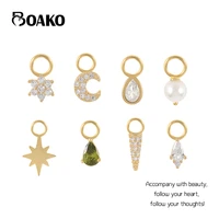 boako diy 925 sterling silver crystal zircon star moon hoop earring pendant accessories for woman brinco femme jewelry gifts cz