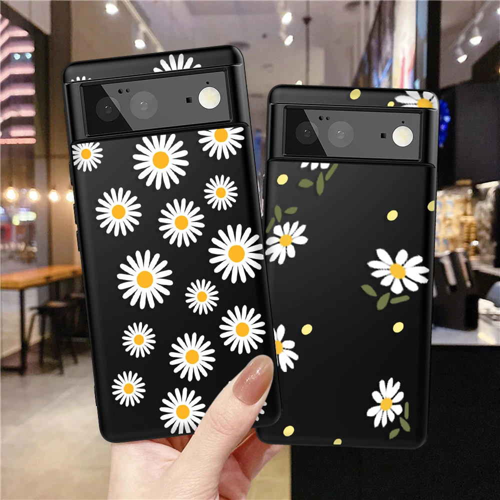 

White Daisy Phone Case for Google Pixel 7a 7Pro 7 6a 6 6Pro 5 5a 5G 4XL 4 2 3XL 2XL 3 3a 3aXL 4a Soft TPU Back Cover Capinha