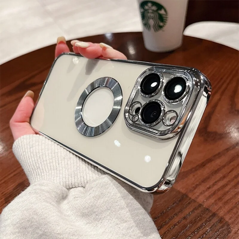 

【With Lens Film】Luxury Electroplating Frame Case For iPhone 13 Pro 13 12 Pro Max 12 11 Pro 11Max Phone Case Shockproof Soft TPU