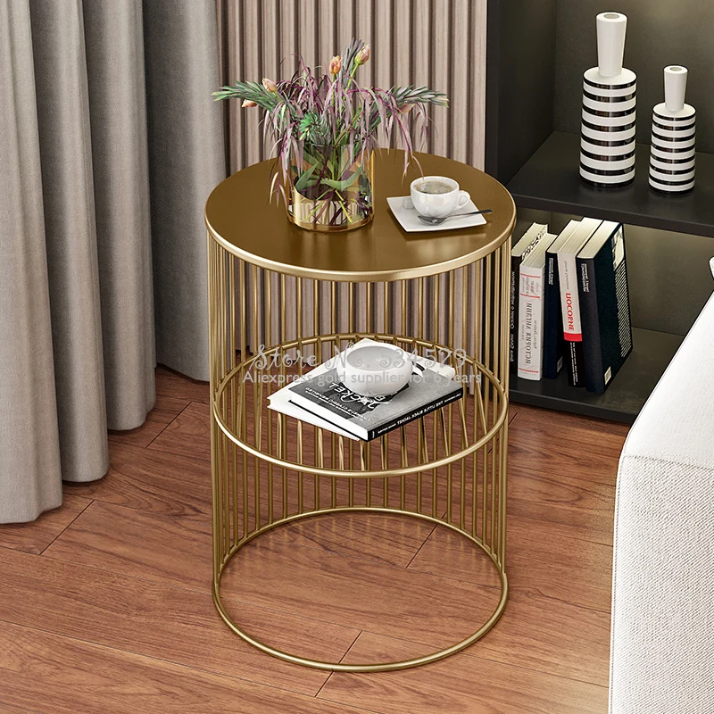 

Nordic Wrought Iron Mesa Lateral Sofa Corner Side Small Coffee Table Shelf Nordic Mini Round Marble Table Living Room Furniture