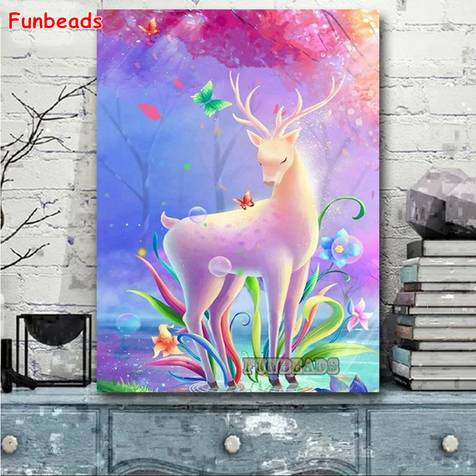 

Dream Deer Diamond Painting Full Square/Round Drill Embroidery Cross Stitch Fantasy forest landscape Mosaic Craft Decor GG6750