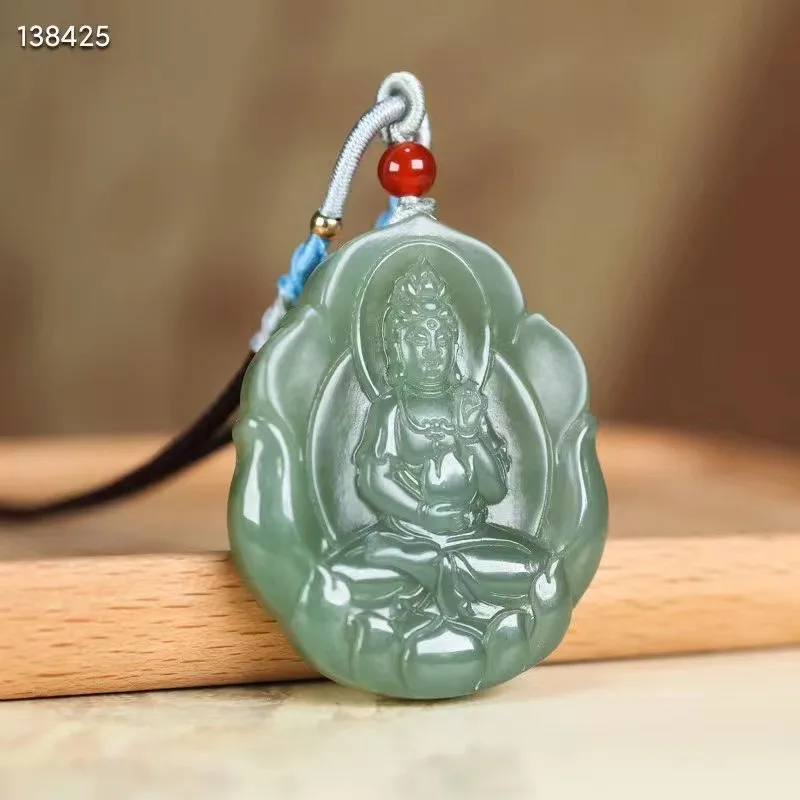 Новый натуральный 100% настоящий голубой белый нефрит гравировка Гуаньинь кулон