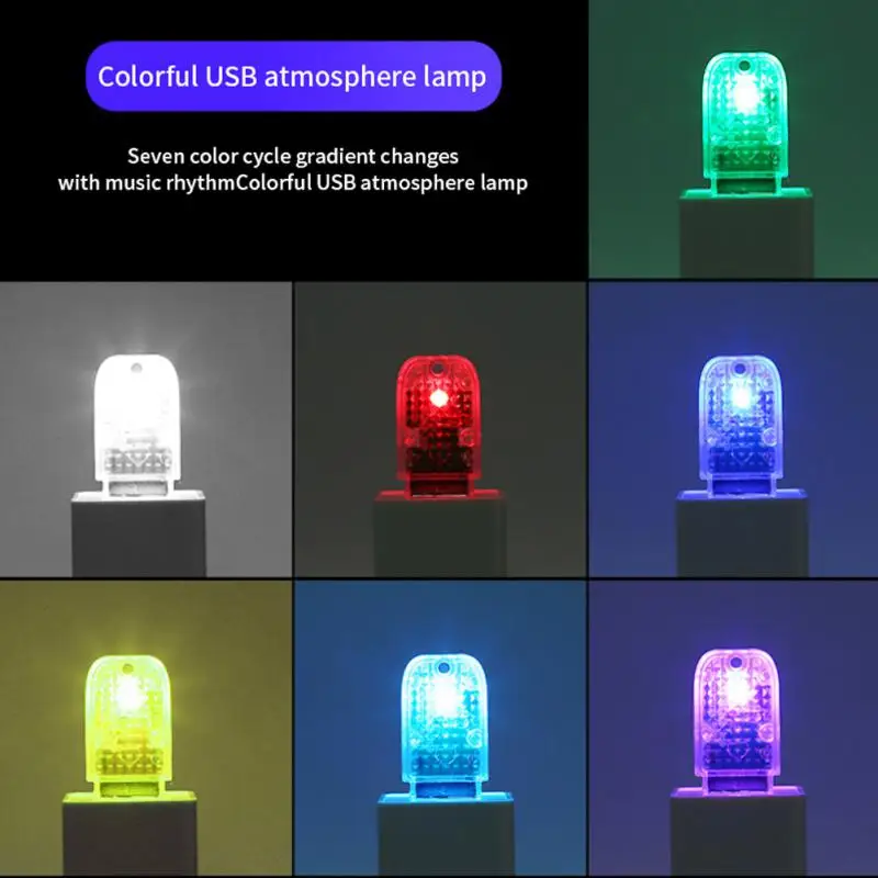 

Car Mini USB LED Atmosphere Lights Car Decorative Lamp Emergency Lighting Auto Interior Car Light LED Music Rhythm Light
