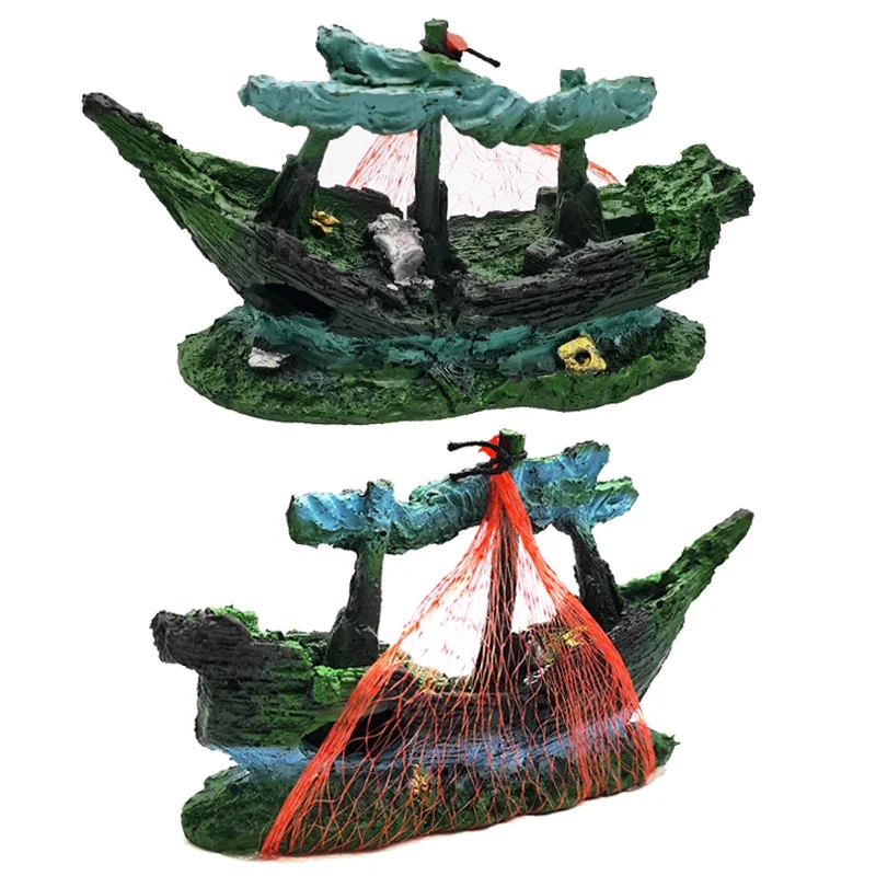 Затонувший Корабль Украшение Для Аквариума Парусная Лодка Пещера Пейзажный