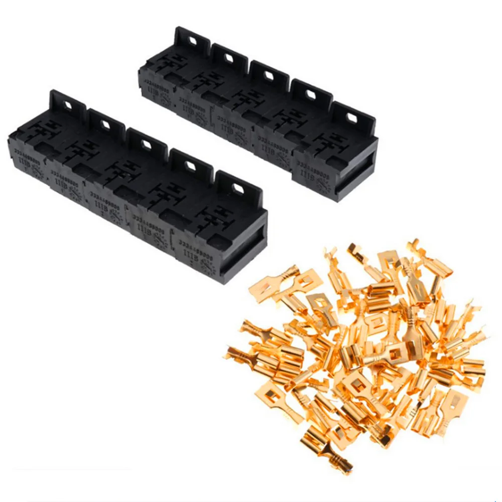 

30A-80A relay base bracket 5-pin socket with 50 terminals 6.3mm kit