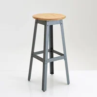 Industrial barstool natural mango wood seat antique backless bar stool for pub counter cafe and kitchen