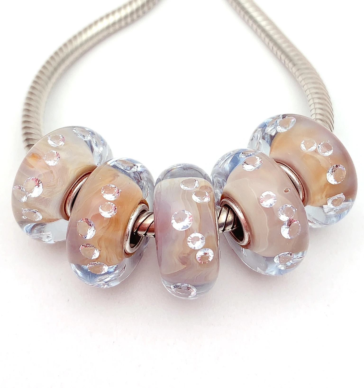 

Бусины из серебра 100% пробы с муранским стеклом