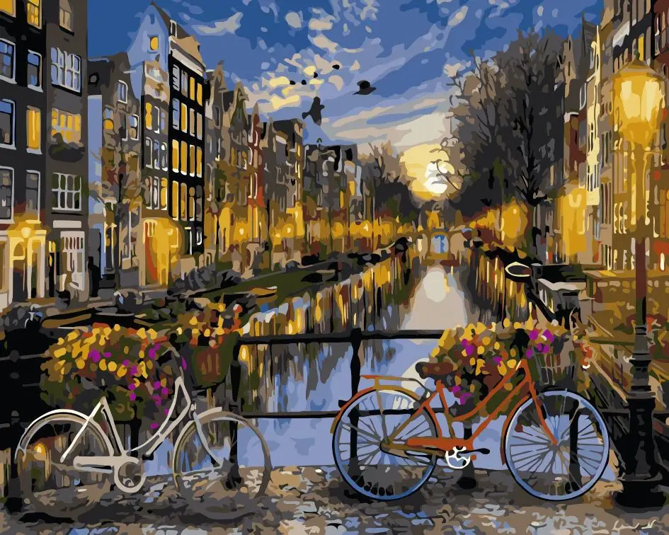 

00227Ann-Tulip diy digital oil painting oil painting acrylic flower painting explosion hand-filled landscape painting