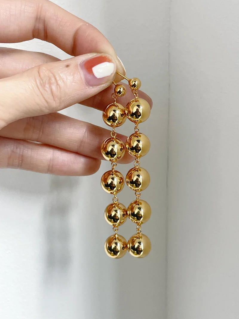 

Серьги LONDANY европейские и американские винтажные французские простые металлические шарики из бисера Длинные серьги-кисточки