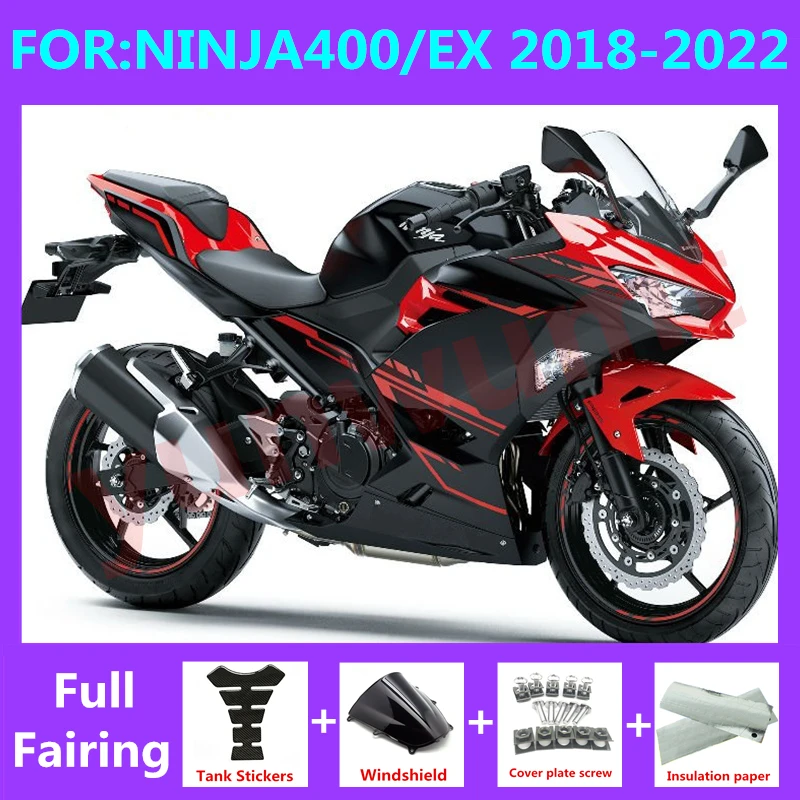 

Полный комплект обтекателей для мотоцикла, подходит для Ninja400, EX400, EX, Ninja 400, 2018, 2019, 2020, 2021, 2022, 2023, комплект обтекателей для кузова, красный, черн...