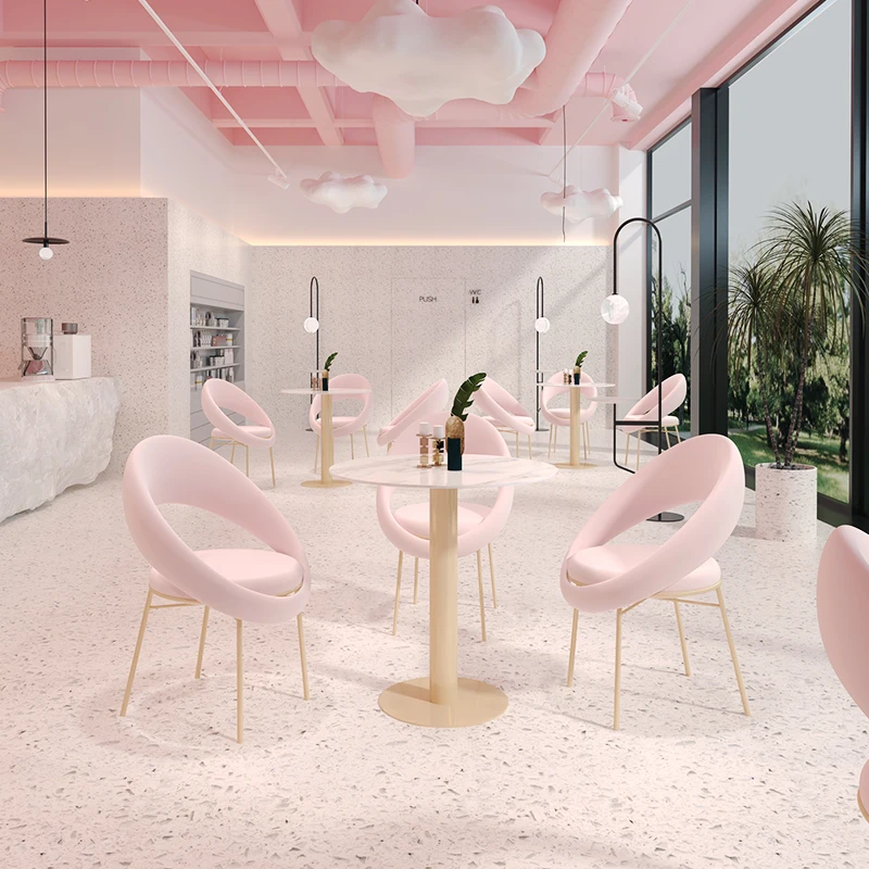 

Luxury Design Dining Chair Velour Counter Living Room Modern Bar Chair Leisure Backrest Makeup Chaises Salle Manger Furniture