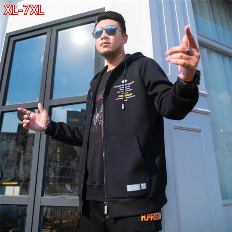 

Hoodies Men 2020 Oversize Fashion Brand Black Tracksuit Casual Loose Printing Plus Size 5XL 6XL 7XL Boys Jacket Autumn New Coat