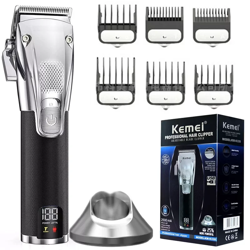 Enlarge Original kemei professional hair trimmer for men rechargeable hair clipper beard adjustable electric barber haircut machine