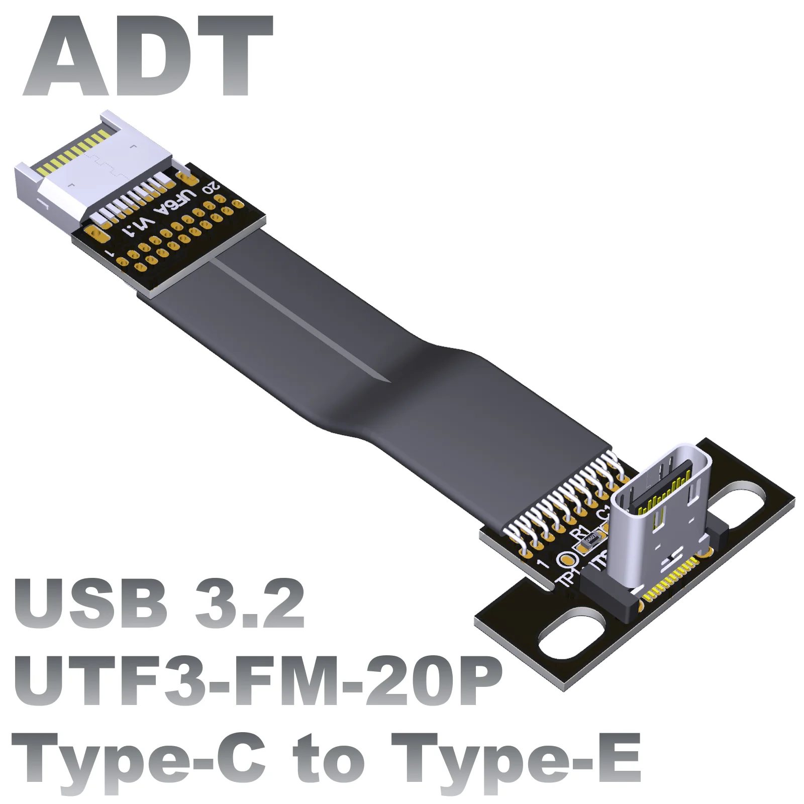 

ADT-Link USB3.2 Port expansion transfer cable type-c to 19P/20P mainboard front and rear with PCI baffle