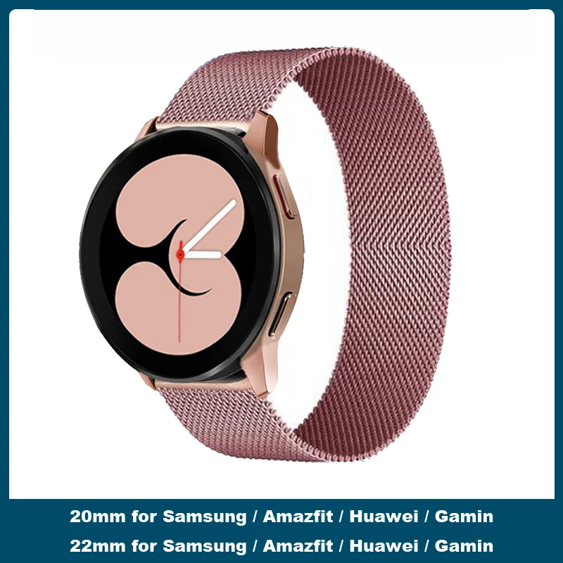 

Ремешок металлический для Samsung Galaxy Watch 4 40/44 мм/4 Classic/Active, браслет для Amazfit Bip U/S/GTS 2/GTS 2e/3/Pro, 20/22 мм
