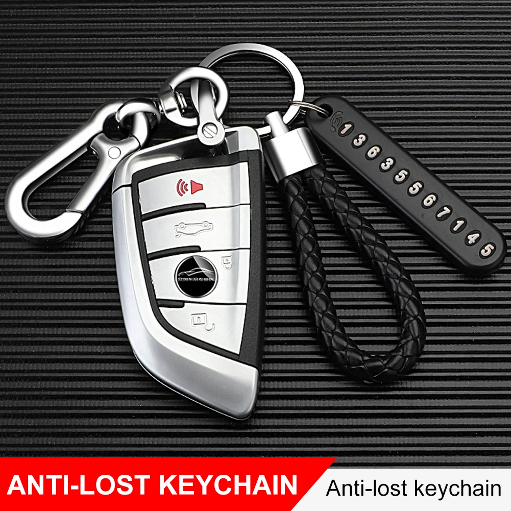 

Anti-Lost Car Key Pendant Split Rings Keychain Phone Number Card Keyring Auto Vehicle Key Chain Car Outdoor Climbing Accessories